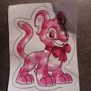 Neopets Pink Heart Kougra Sticker